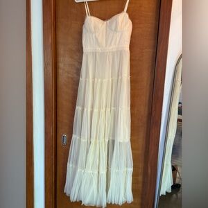 Astr Tiered Cream Maxi Dress with Bustier Bodice